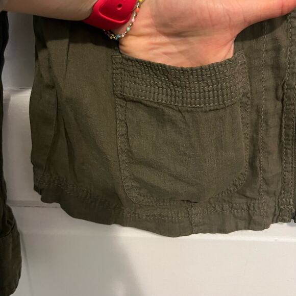 Caslon dark green linen utility zip up jacket XS - Picture 5 of 9